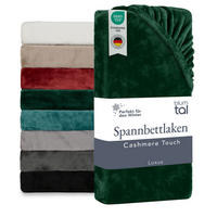 SPANNBETTLAKEN Cashmere Touch 180x200 cm Plüsch Dunkelgrün - Dunkelgrün, Textil (200/180cm) - Blumtal