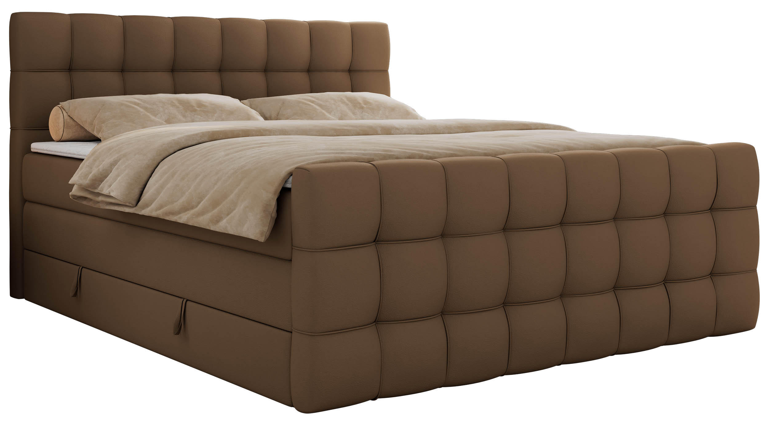 MKS POSTEL BOXSPRING ALTIVO KING DUO 200/200 - Hnědá Ekokůže - Topper Visco - H3