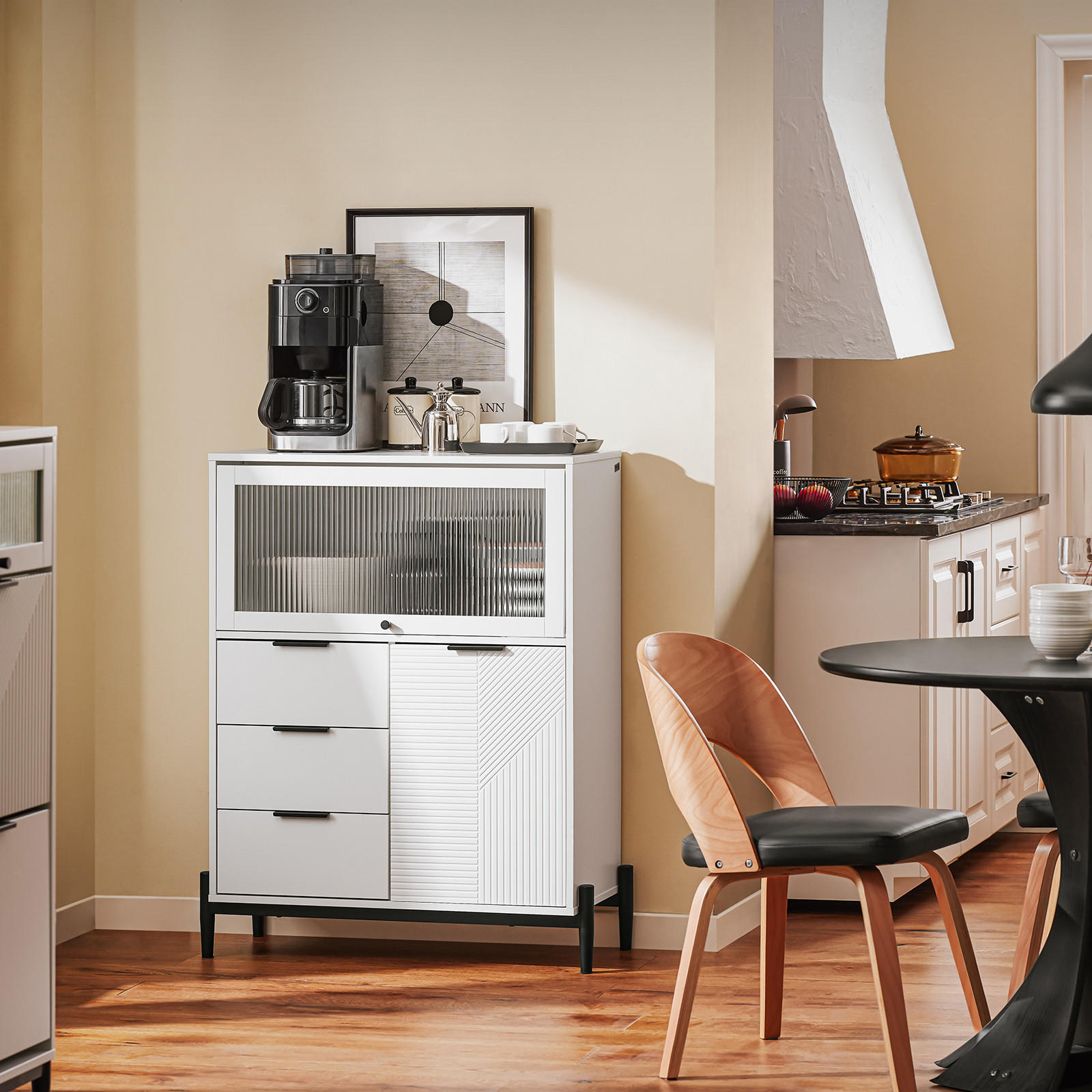 SIDEBOARD Weiß - Weiß, Glas/Holzwerkstoff (86/108/40cm) - SoBuy