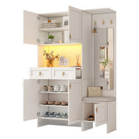 GARDEROBENSET Wand mit Schuhbank Weiß 120x33.5x180cm 3 Haken - Weiß, Holzwerkstoff (33.5/180/120cm) - FLIEKS