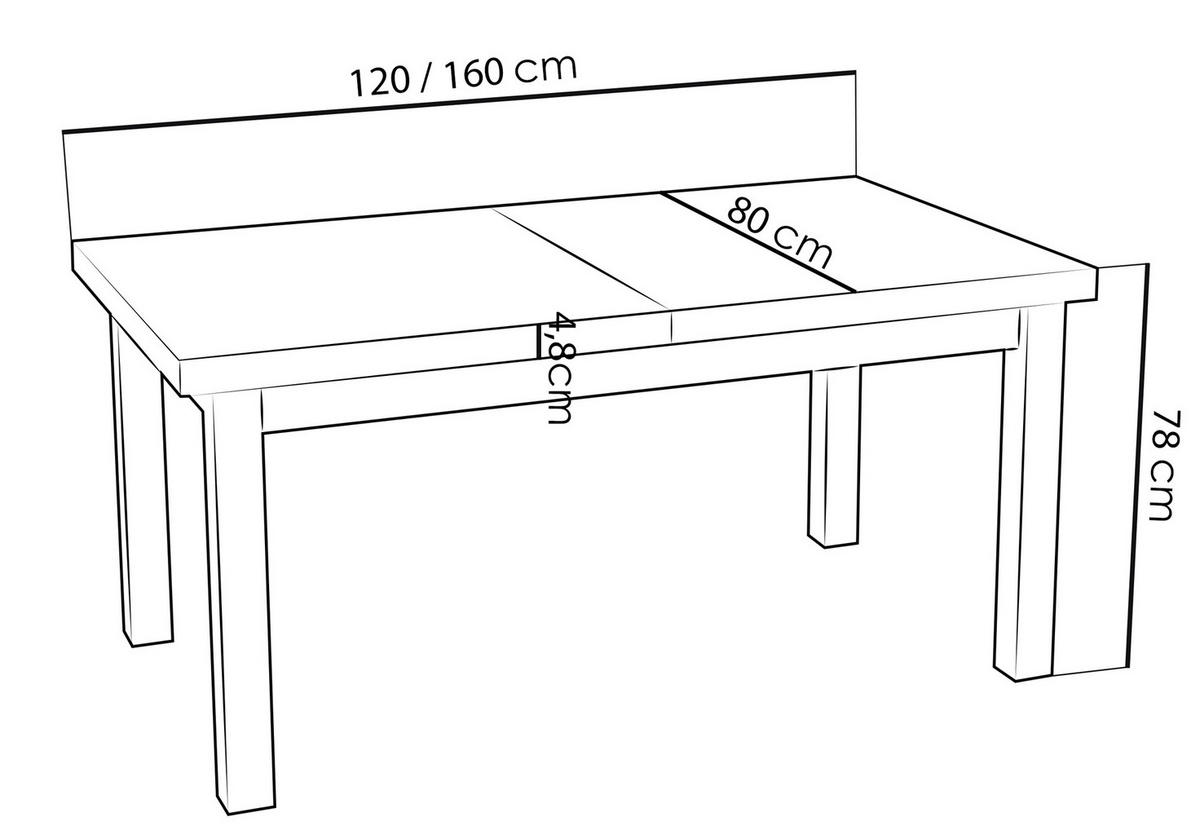 ESSTISCH Gemini rechteckig ausziehbar, Wotan Eiche 120-160/80/78 cm  - Kastanienfarben/Schwarz, Holz/Holzwerkstoff (120/80/78cm) - WFL GROUP