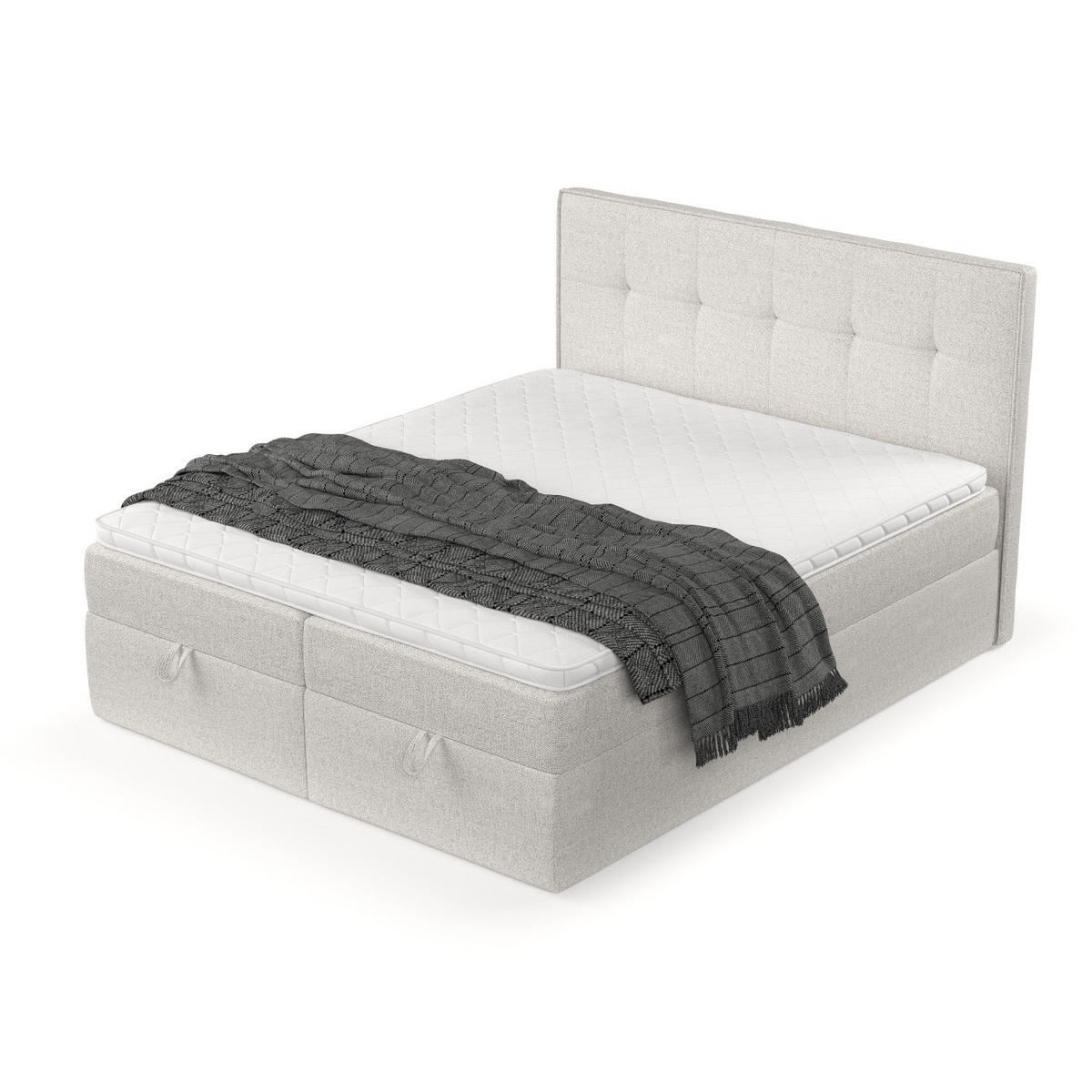 BOXBETT Tivra 200/200 cm Hellbeige im Riva Stoff - Sandfarben/Schwarz, Holz/Holzwerkstoff (200/200cm) - AltaBeds