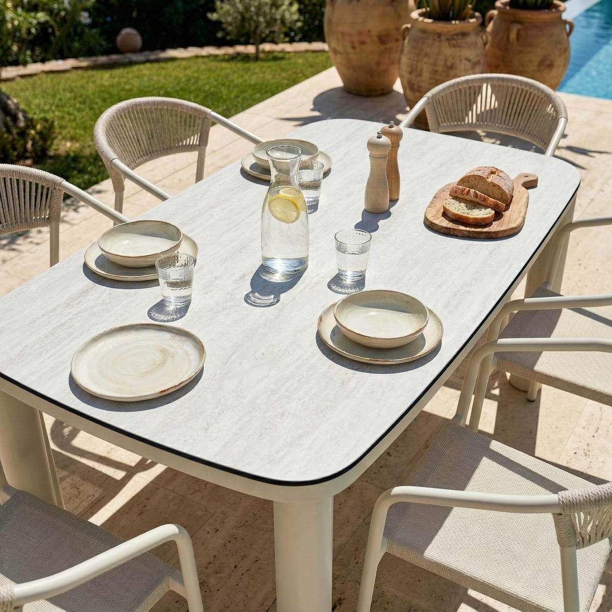 GARTENSET 7-tlg., Beige - Beige, Metall - Oviala