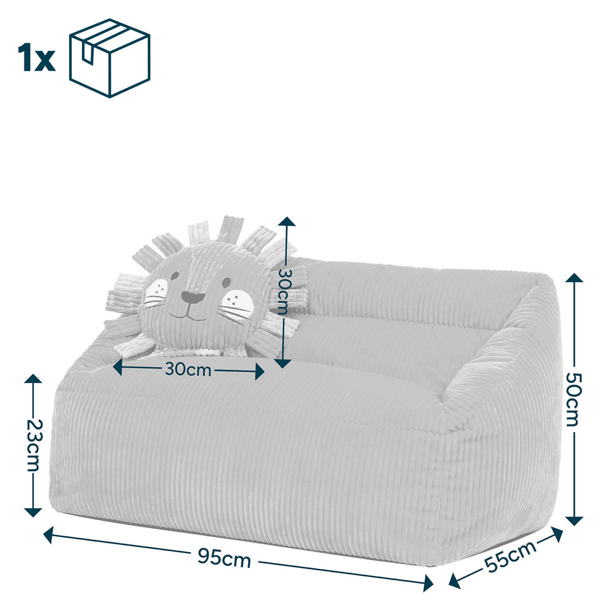 KINDERSITZSACK Sofa Cecilia mit Animalkissen - Gelb, Textil (95/50/55cm) - icon