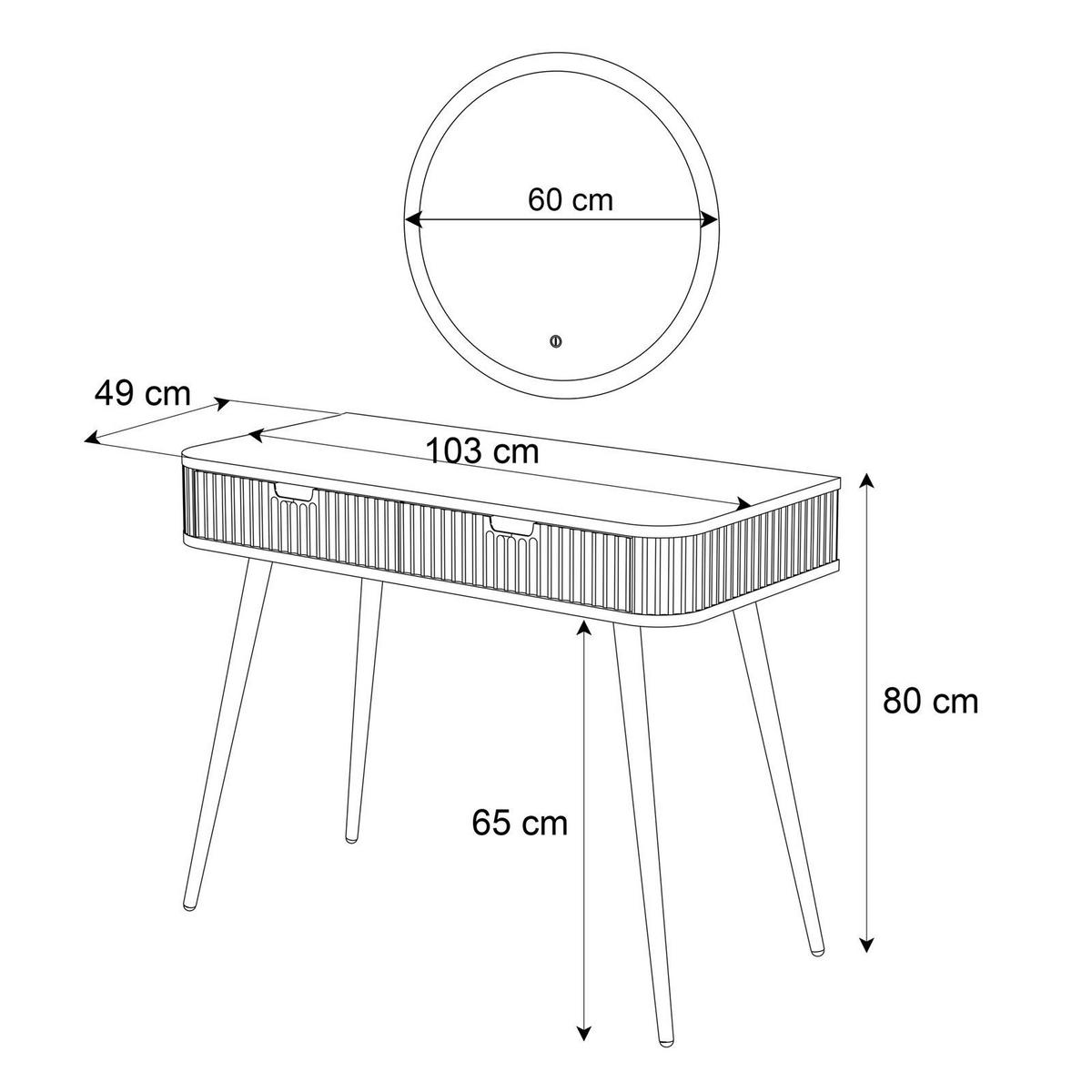 SCHMINKTISCH ZAIRA mit LED Spiegel Kaschmir - Kaschmir, Holzwerkstoff (103/80/49cm) - Lookway