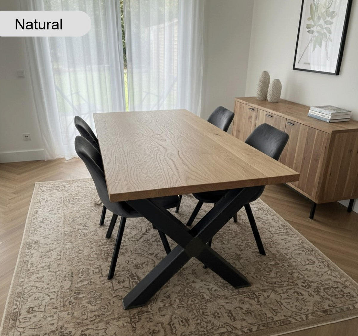 ESSTISCH Edle Eiche - Onyx - 220/90/76 cm - Schwarz/Braun, Naturmaterialien/Holz (220/90/76cm) - TRL Handmade Furniture