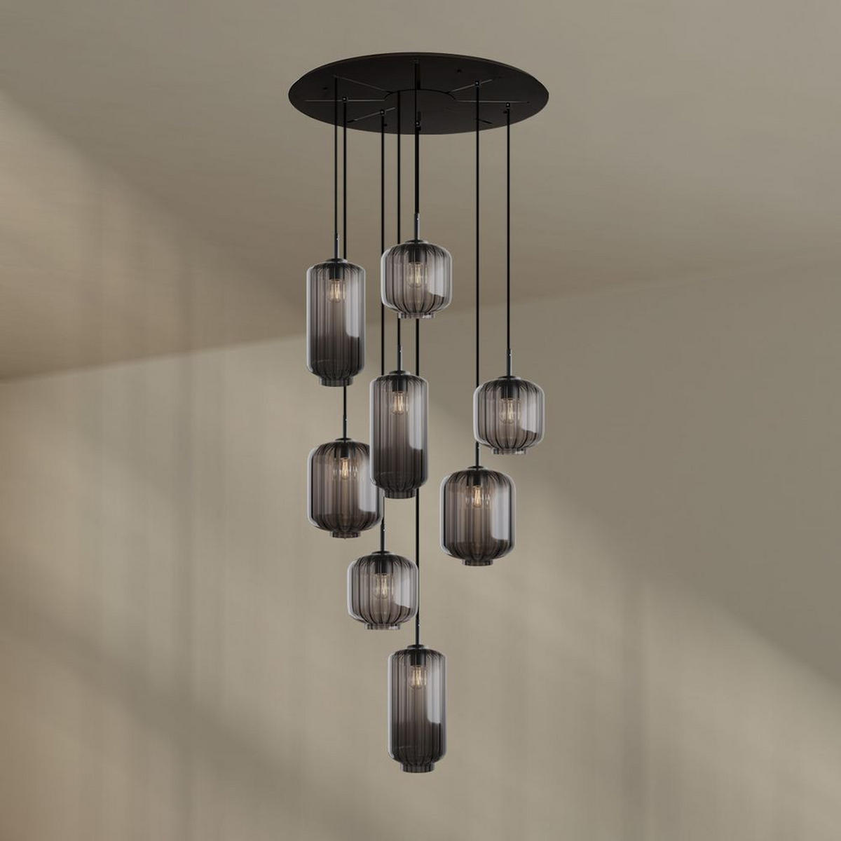 GALERIELEUCHTE Velo 8-flammig Rauch Ø 18/20/25cm - Anthrazit/Schwarz, Glas (25/25/27cm) - s.luce