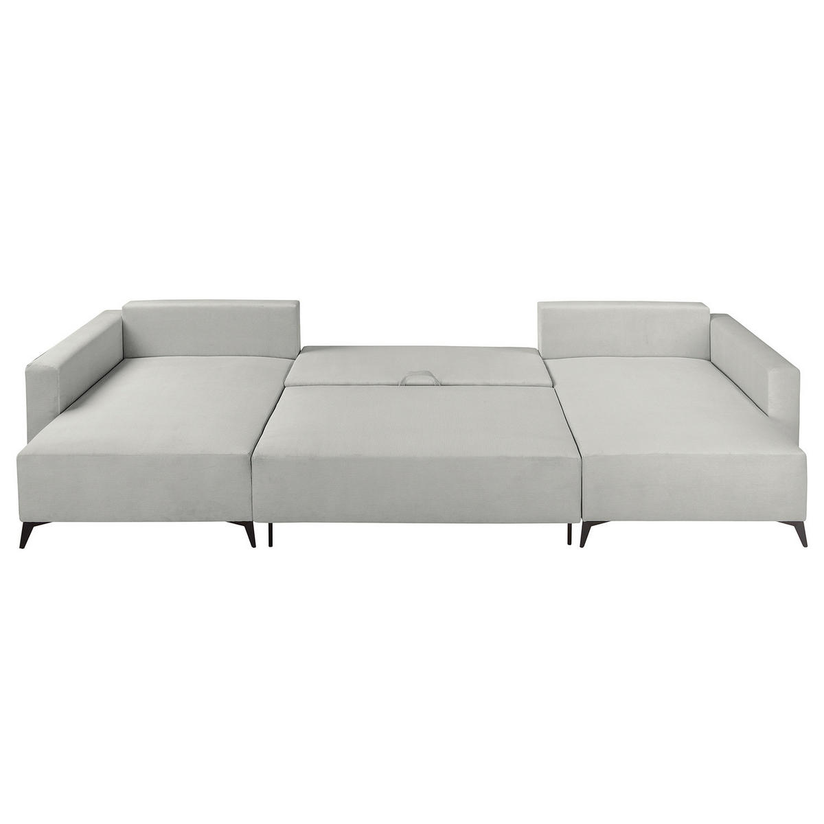 WOHNLANDSCHAFT - Silberfarben/Schwarz, Textil (382/81/148cm) - home24