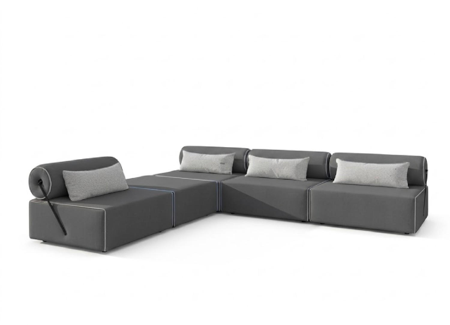 GARTENSOFA BALI L - Wetterfeste Balkonmöbel & Lounge Sofa Außen - Moderne Outdoor Couch für Garten - Balkon & Terrasse - Dunkelgrau - Dunkelgrau, Kunststoff (336/78/100cm) - Trada