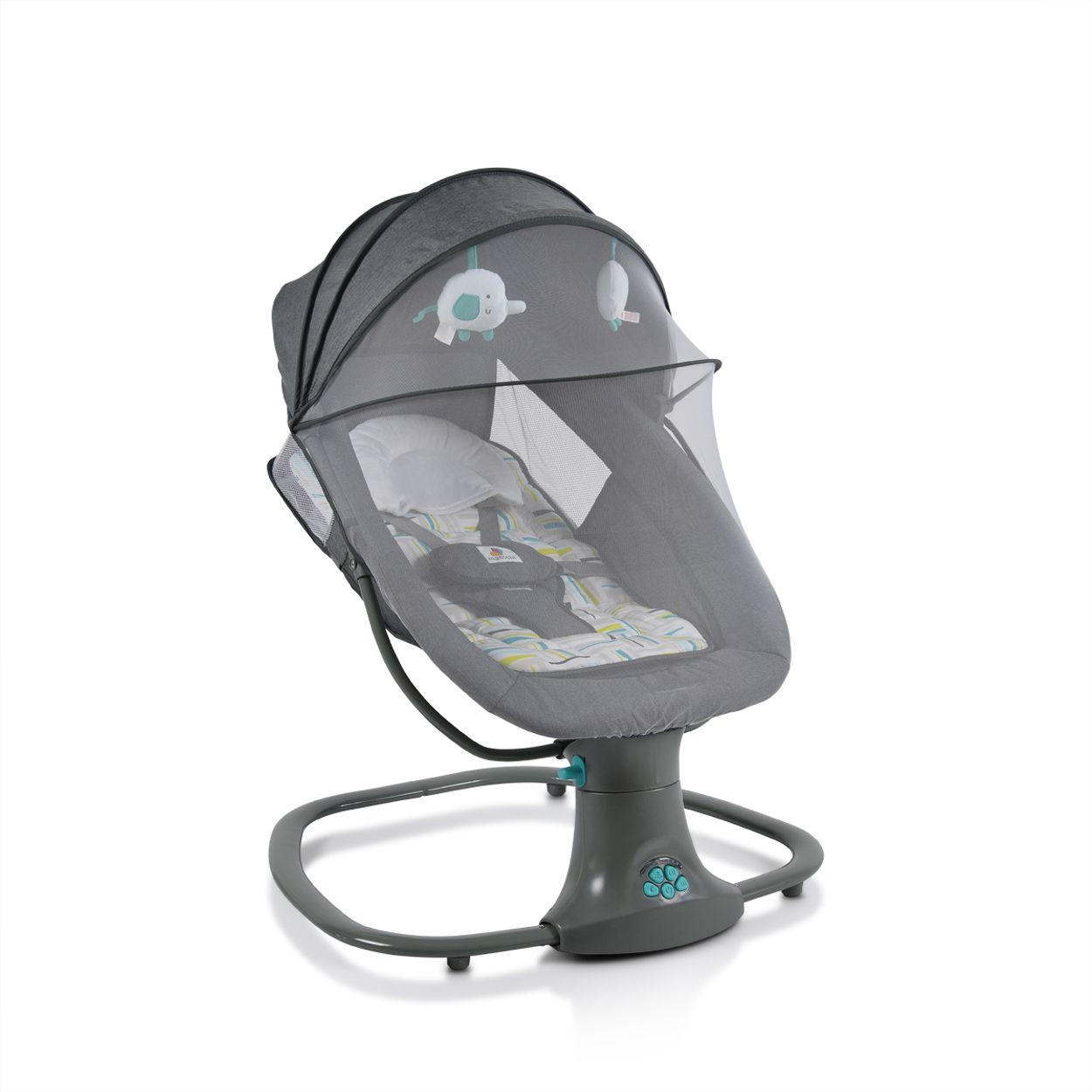 BABYWIPPE Axel 3 in1 grün Bluetooth, 5 Schaukelgeschwindigkeiten, Moskitonetz, 5-Punkt-Gurt - Grün, Metall - Moni