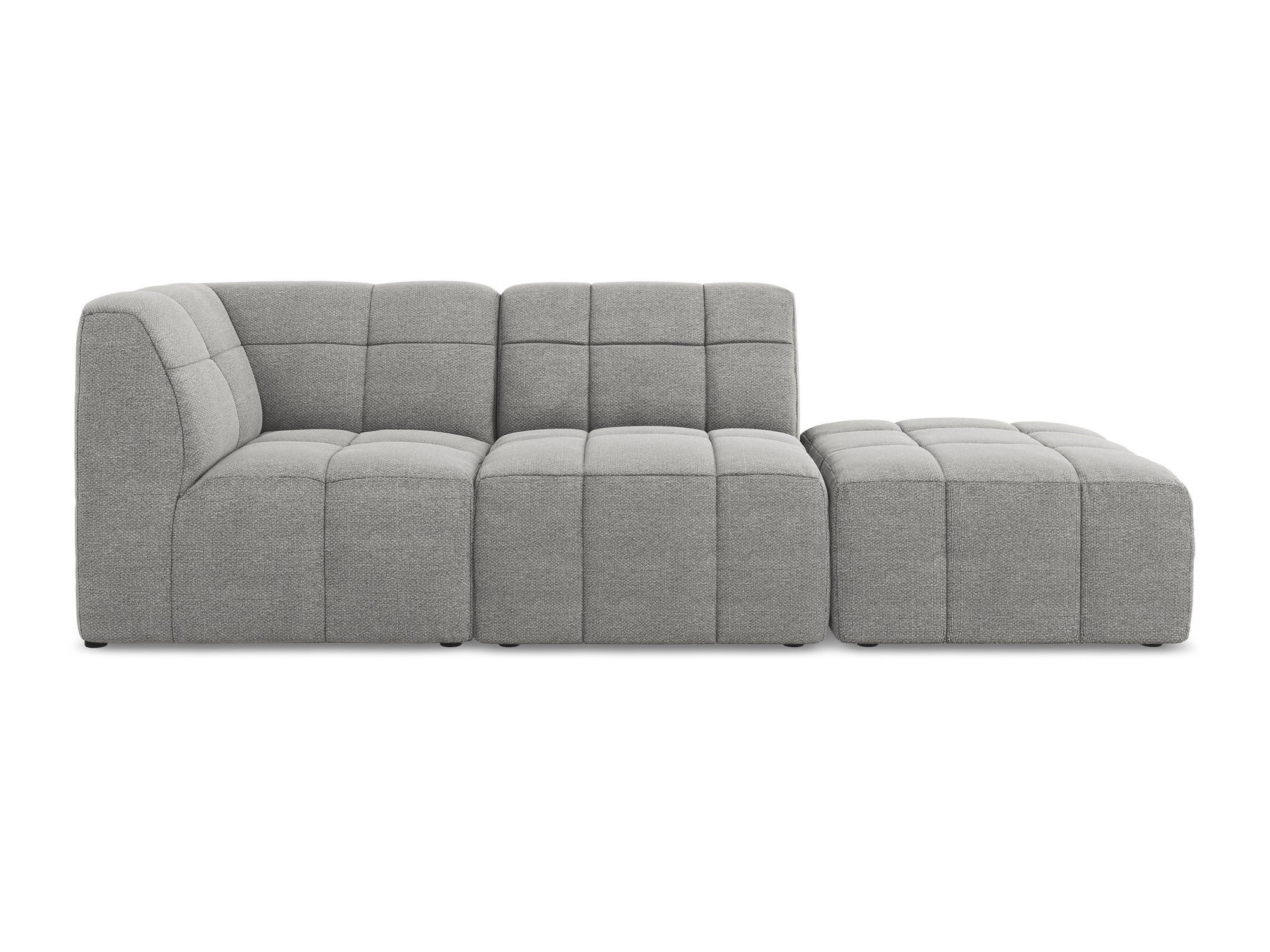 ECKSOFA Rechts Bouclé Stoff Grau - Hellgrau/Schwarz, Holzwerkstoff/Kunststoff (240/90cm) - Makamii