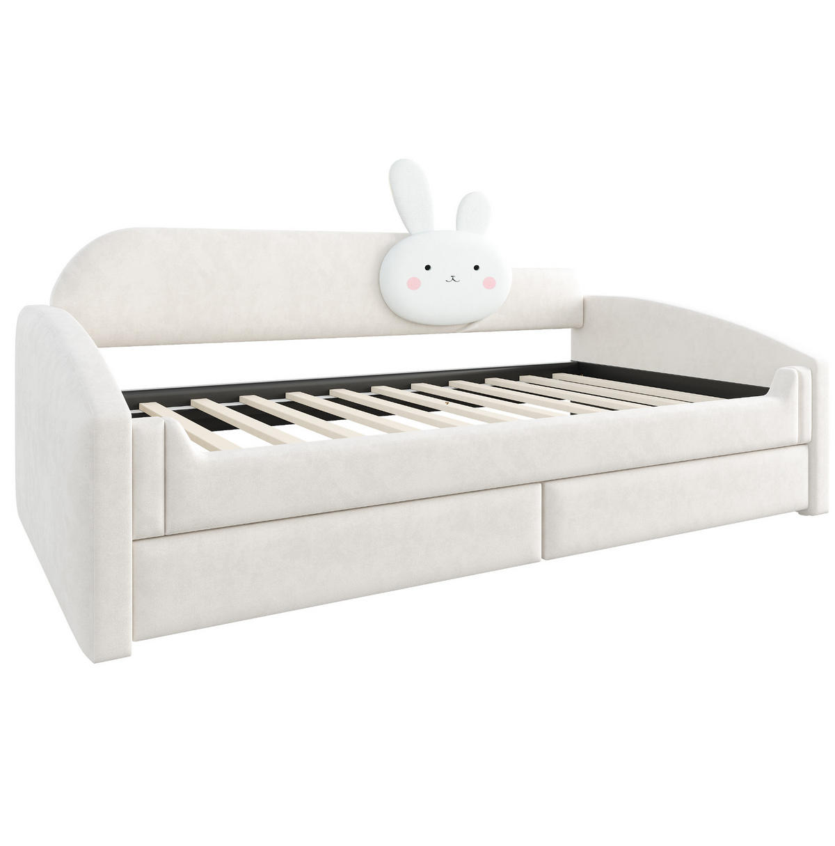 POLSTERBETT Kinderbett 90/200 cm Beige mit LED und Stauraum - Beige, Textil (90/200cm) - MIVRAY