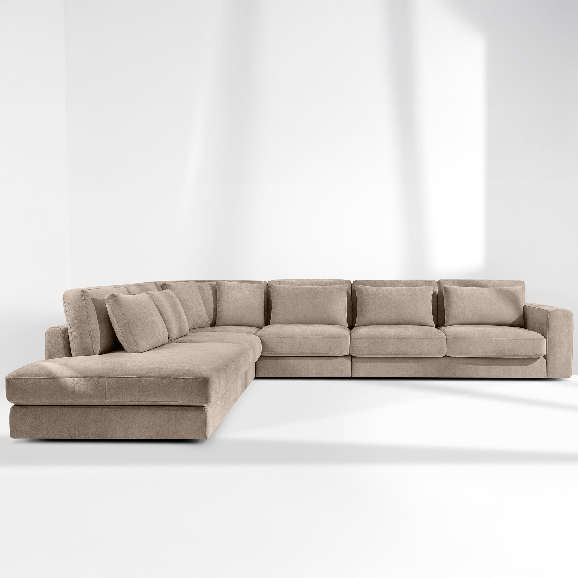 ECKSOFA XL links VERUS - Beige, Holz/Holzwerkstoff (377/328cm) - KONSIMO®