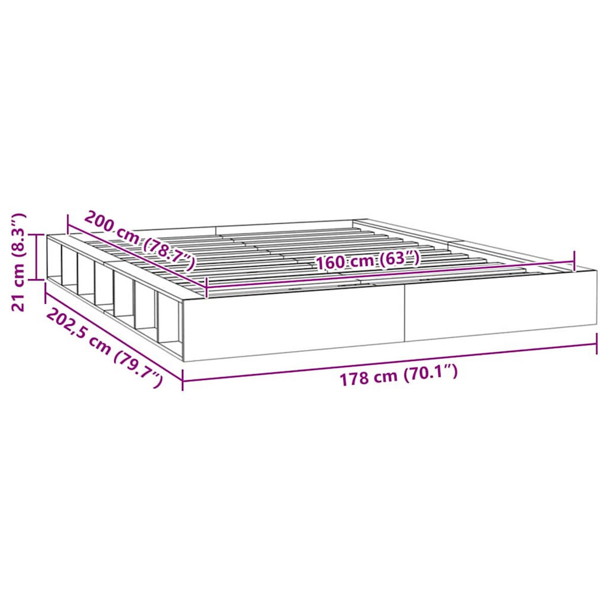 MASSIVHOLZBETT 160/200 Cm - Braun, Textil (160/200cm) - vidaXL