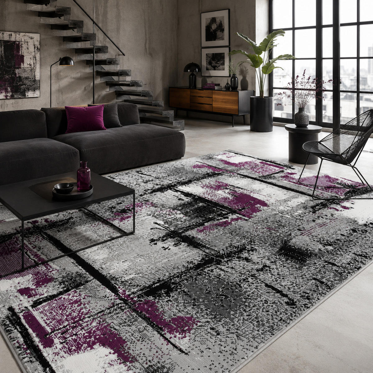 MODERN DESIGNER VELOURS TEPPICH SAMBA - Violett, Textil (140/200cm) - Pergamon