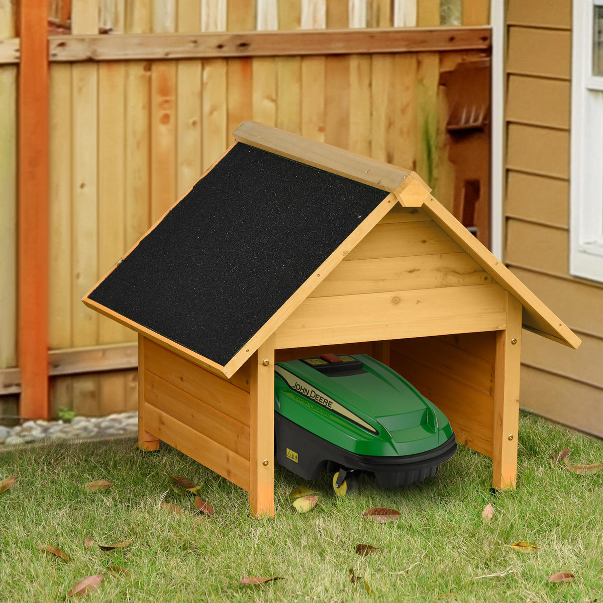 MÄHROBOTERGARAGE Tannenholz Gelb - Gelb, Holz (76/70/75cm) - Outsunny