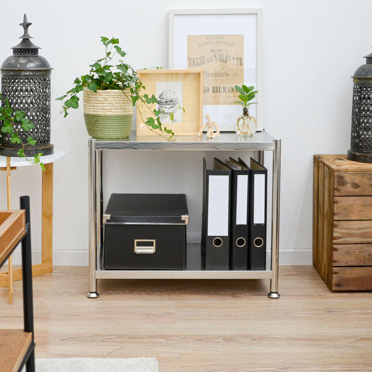 EDELSTAHL-REGAL 61x36x50 cm bis 60kg inkl. 2 Ebenen - Grau, Metall (36/50/61cm) - shelfr