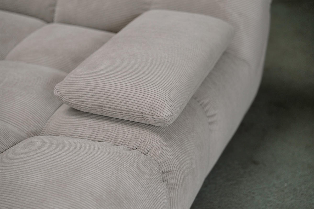 BIG SOFA VIVIEN Grau Cord - Schwarz/Grau, Kunststoff/Textil (296/85/178cm) - KAWOLA