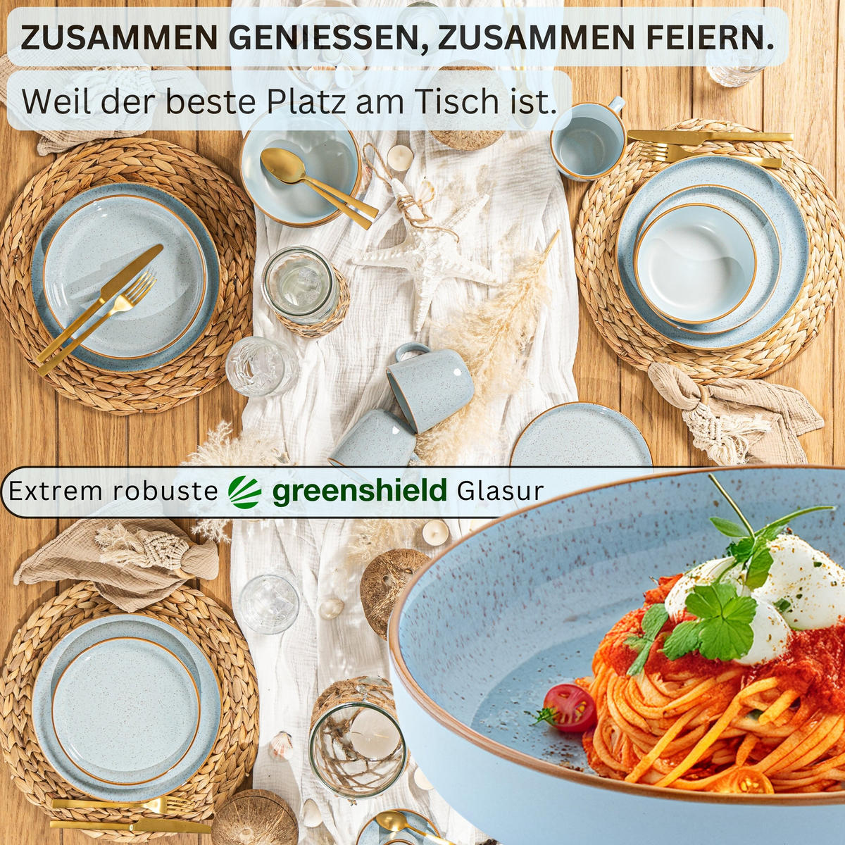 TAFELSERVICE RIO LAGUNE - 16-teilig aus Steingut - Blau, Keramik (44/45/54cm) - Sänger