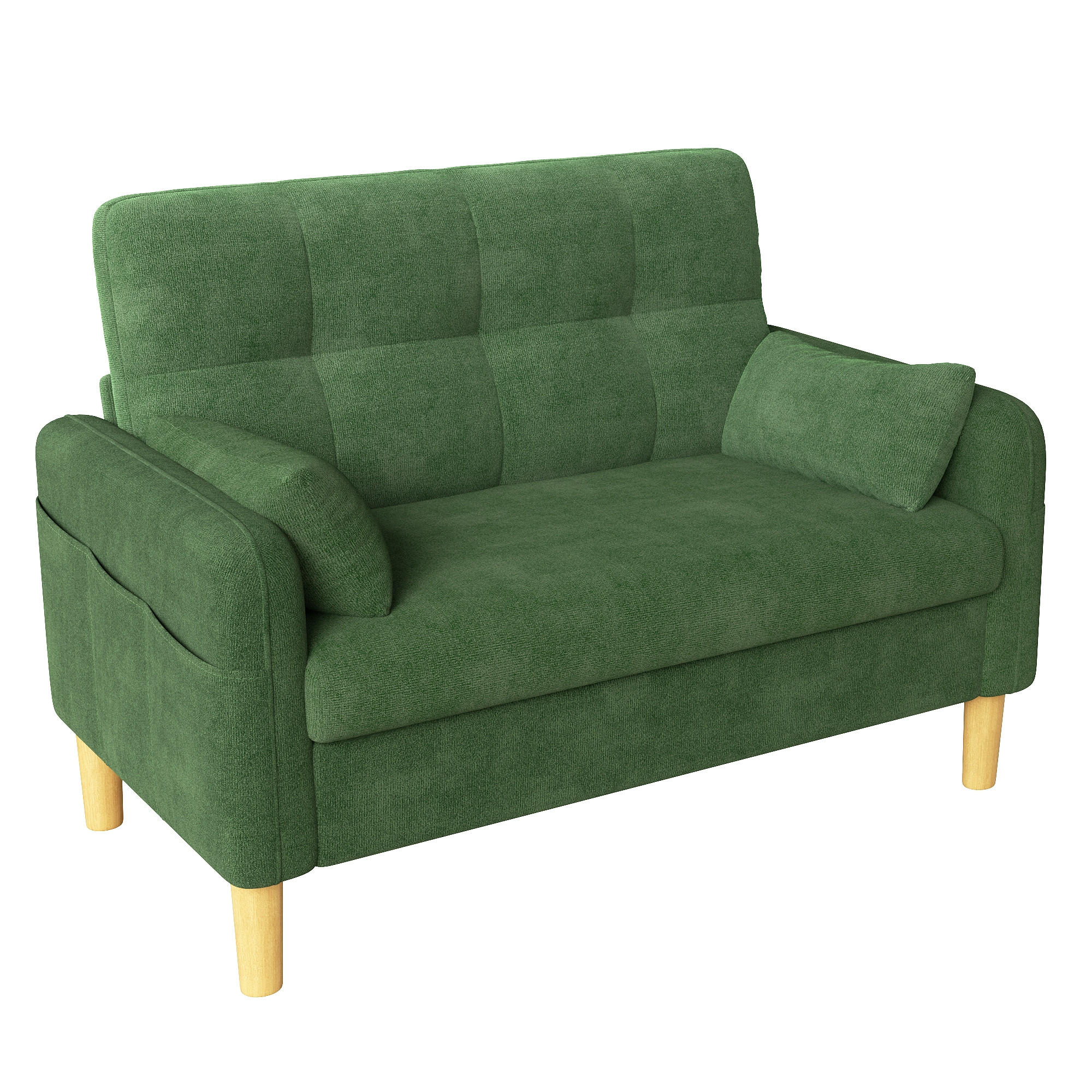 2-SITZER-SOFA DE-33242 mit weichen Polstern und Seitentasche Grün - Grün, Holzwerkstoff (119/85/78cm) - ComfortXL