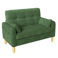 2-SITZER-SOFA DE-33242 mit weichen Polstern und Seitentasche Grün - Grün, Holzwerkstoff (119/85/78cm) - ComfortXL