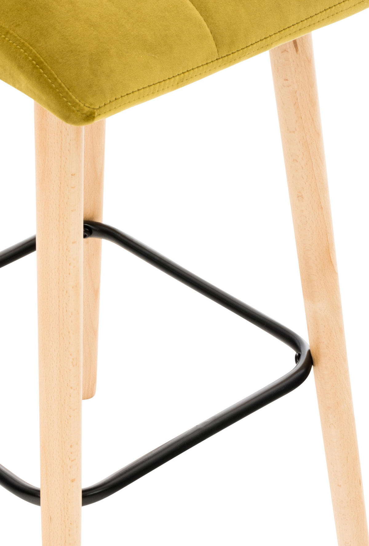 BARHOCKER 2er Set Samt gelb - Eukalyptusholzfarben/Gelb, Holz/Textil (42/94/49cm) - CLP