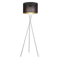 LED STEHLEUCHTE Metall Textil Schwarz Gold - Schwarz, Metall (62/62/160cm) - Globo Lighting