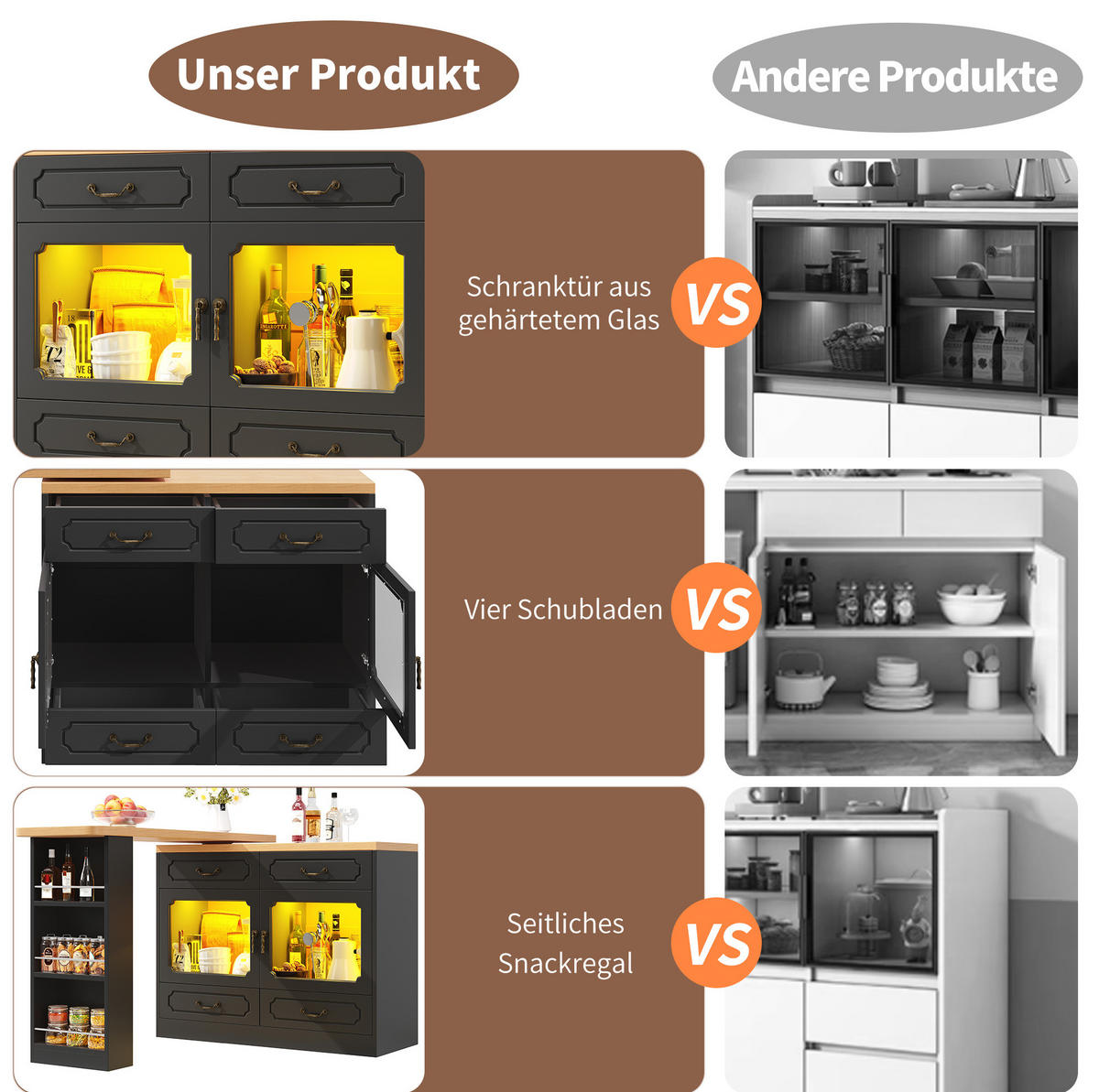 BARTISCH ausziehbar mit Stauraum 135-203 x 39 x 92,8 cm Schwarz - Schwarz, Holzwerkstoff (39/92.8/203cm) - Meubliv
