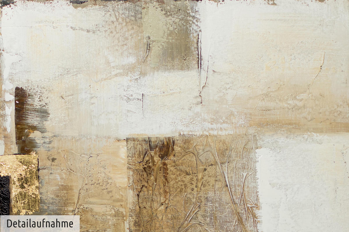 ÖLGEMÄLDE 80/80 cm - Beige/Goldfarben, Holz/Textil (80/80cm) - KUNSTLOFT