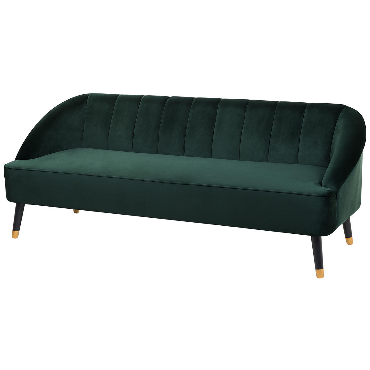 3-SITZER-SOFA Samtstoff Smaragdgrün Alsvag - Hellgrün, Textil (191/73/73cm) - Beliani