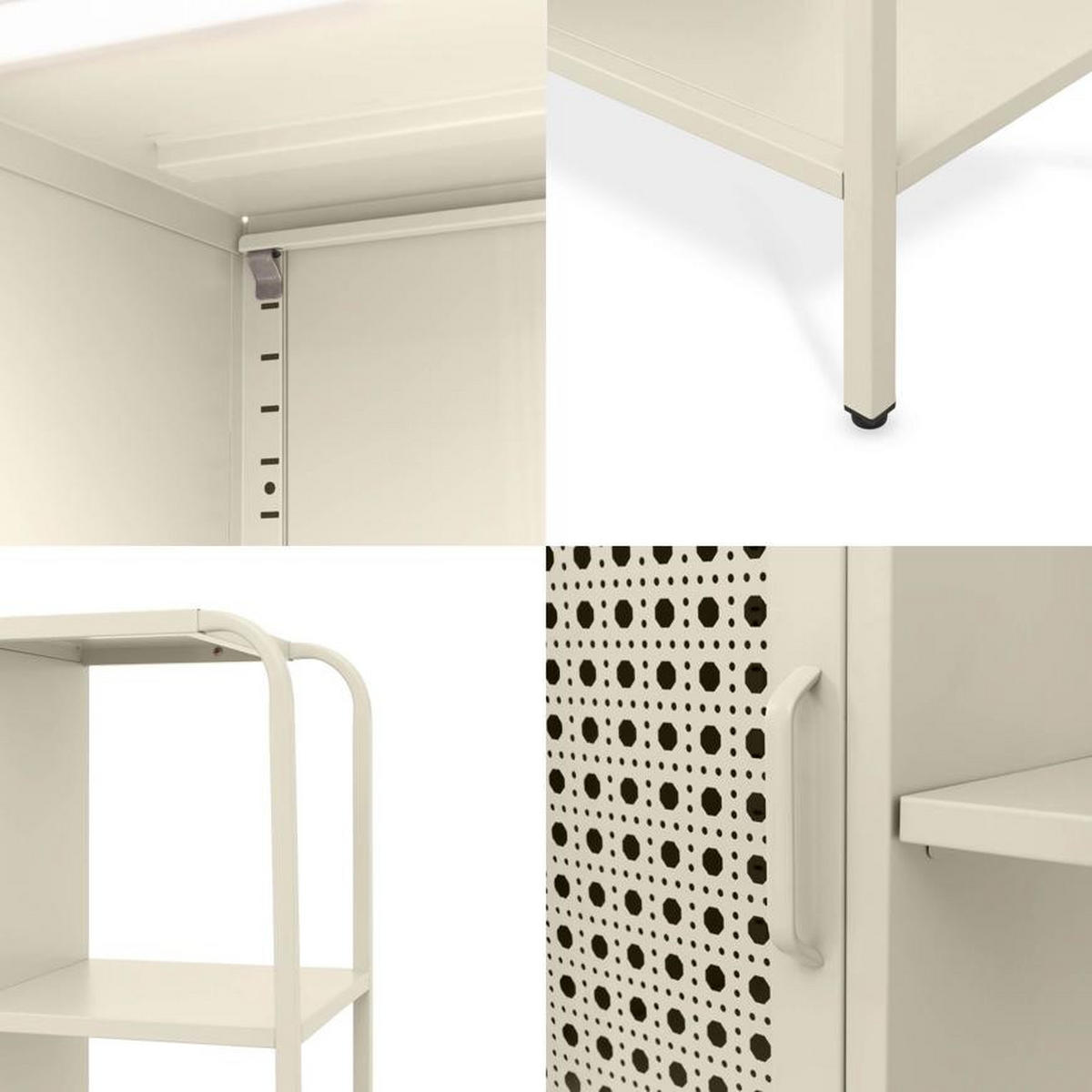 REGAL Industrielles Regal aus beigefarbenem Metallgitter mit 1 Tür und 4 Fächern - HERA - Beige, Metall (75/175/35cm) - Sicaan