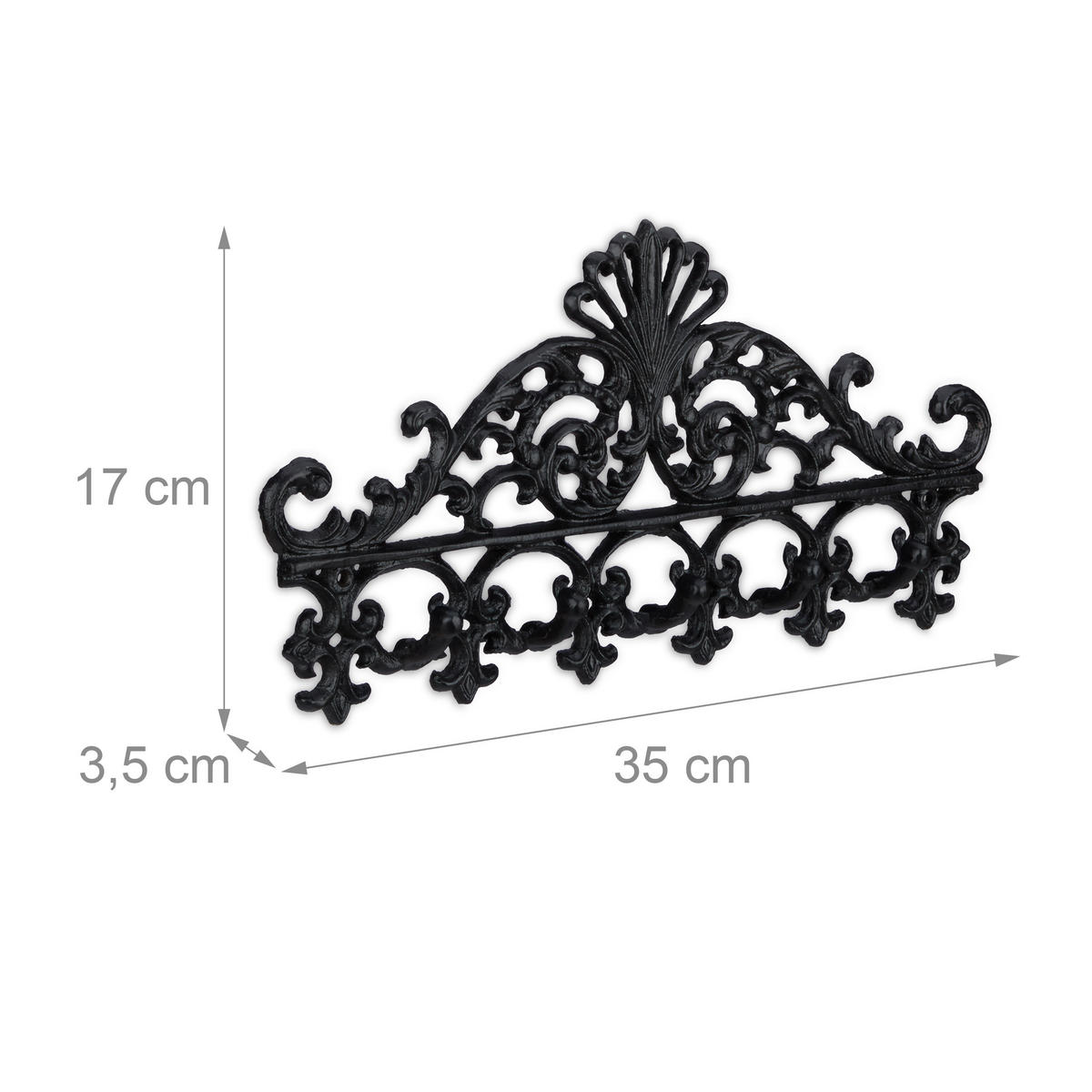 GARDEROBENLEISTE - Schwarz, Metall (35/17/3.5cm) - Relaxdays