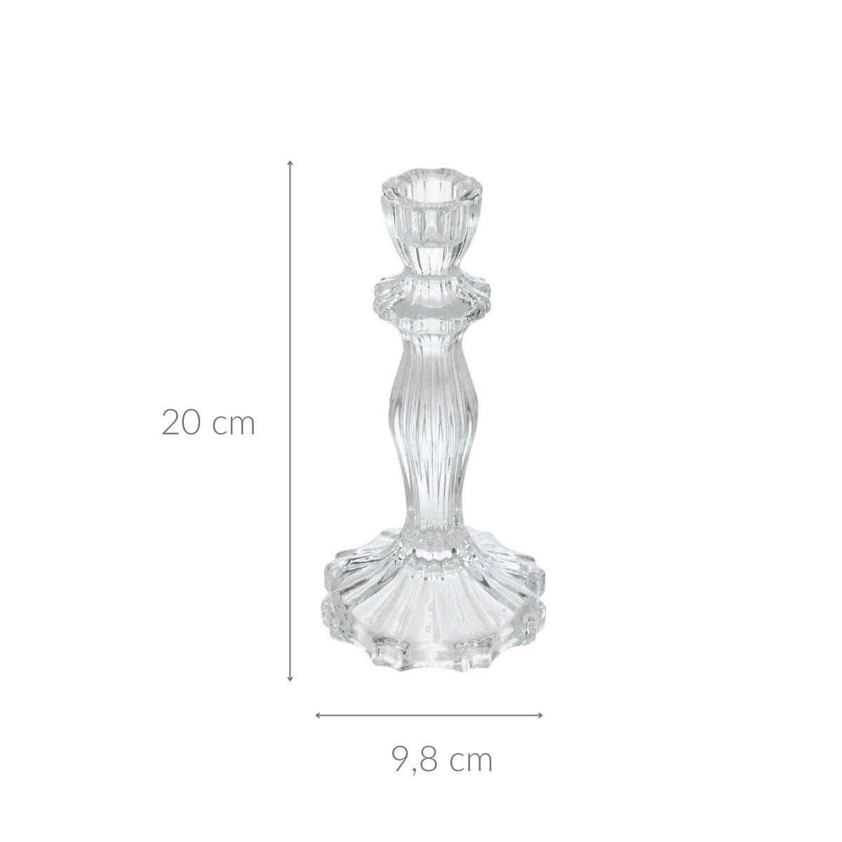 KERZENHALTER Glas 20 cm - Transparent, Glas (9.8/20/9.8cm) - Atmosphera Createur d´interieur