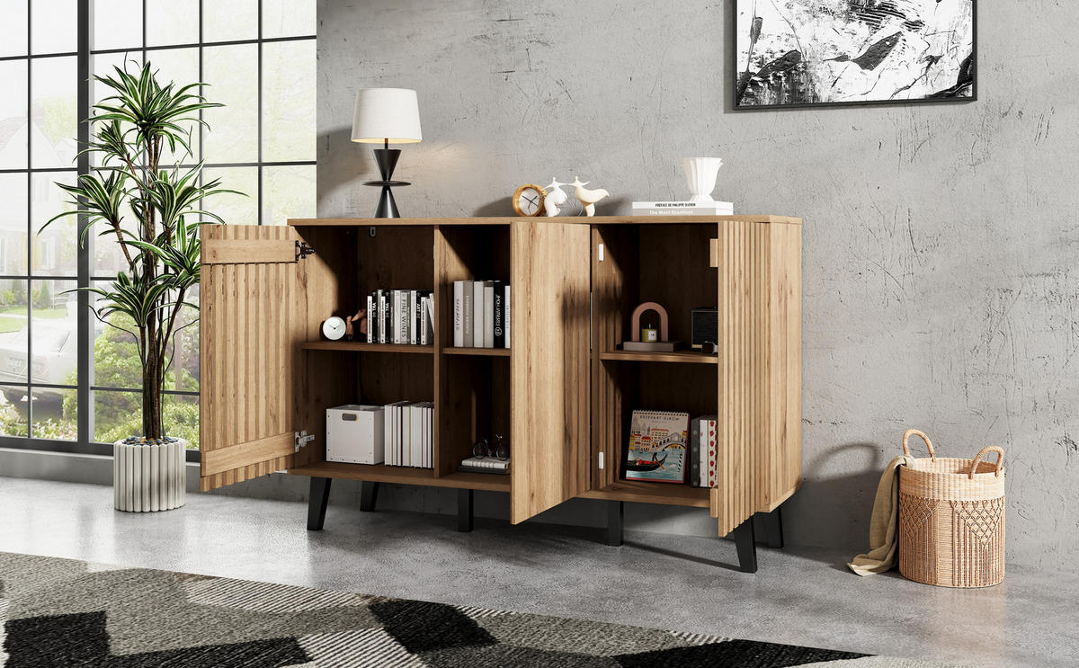 SIDEBOARD Naturholzfarben 150/40/95 cm - Naturfarben, Holzwerkstoff (150/95/40cm) - PANGIVO