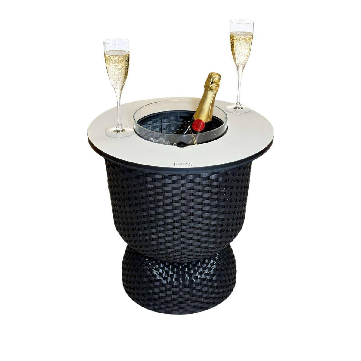 BEISTELLTISCH MIT ACRYL-KÜHLER Paris Schwarz/Champagner 43 cm - Champagner/Schwarz, Kunststoff (41/41/43cm) - COOTAB Cooler Table