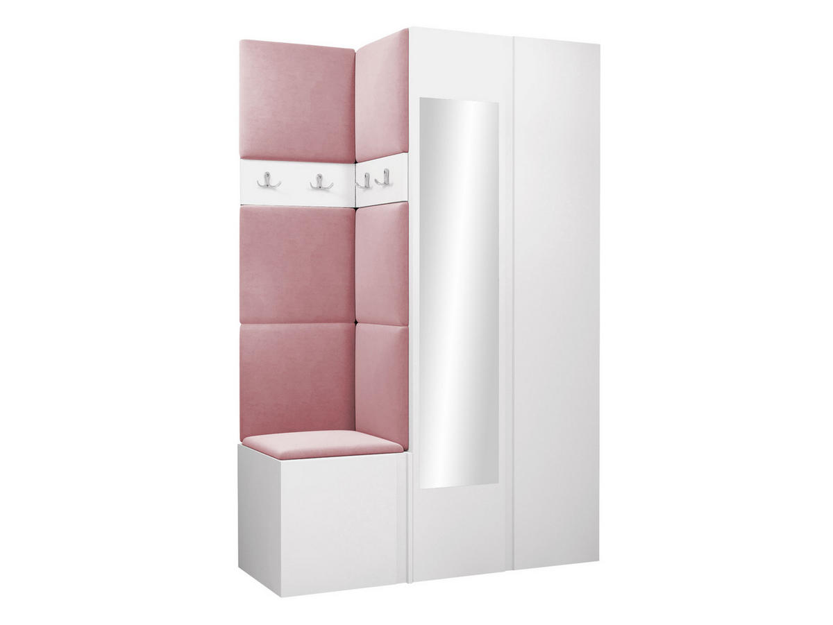 GARDEROBEN-SET Orion XXVI - Weiß/Rosa, Holzwerkstoff/Kunststoff (116/186/46cm) - MIRJAN24