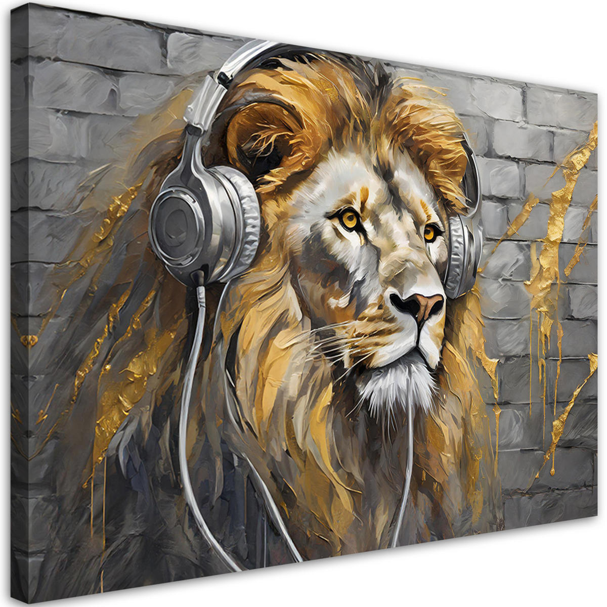 WANDBILD lion musik tiere - Gelb, Textil (60/40cm) - Feeby