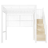 HOCHBETT mit Stauraum und Leiter Weiß 90x200 cm Metall - Weiß, Metall (90/200cm) - SONNENH