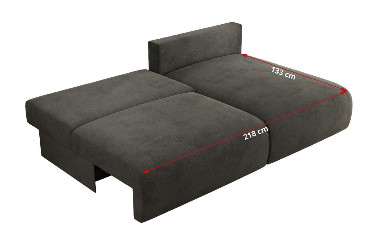 ECKSCHLAFSOFA VIVO L Dunkelgrau Velvet - rechts - Dunkelgrau/Schwarz, Kunststoff/Textil (150/223cm) - MKS