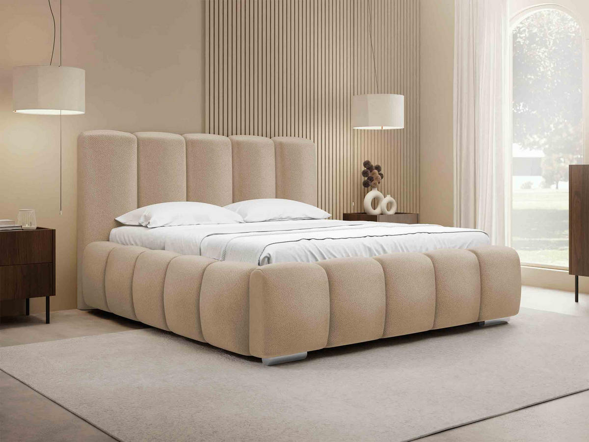 POLSTERBETT Wizko - Chromfarben/Beige, Holz/Holzwerkstoff (160/200cm) - MIRJAN24