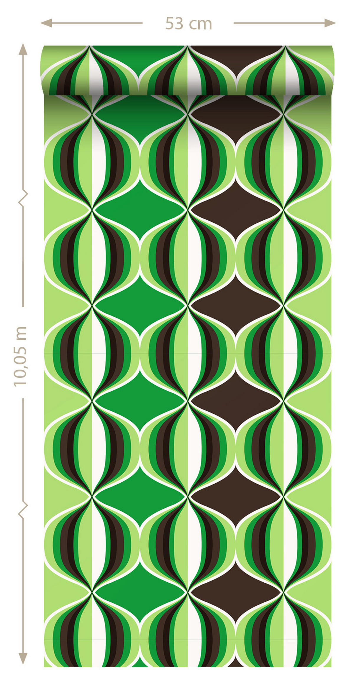 TAPETE grafisches Muster 53 cm x 10.05 m - Grün, Papier (53/1000cm) - Sanders & Sanders