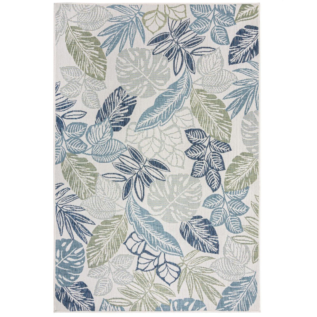 TEPPICH Outdoor Naturmotive Muster, Floral, Balkon schmutzabweisend Blau-Grün Rechteckig 120x170 - Grün, Textil (120/170cm) - KADIMA DESIGN