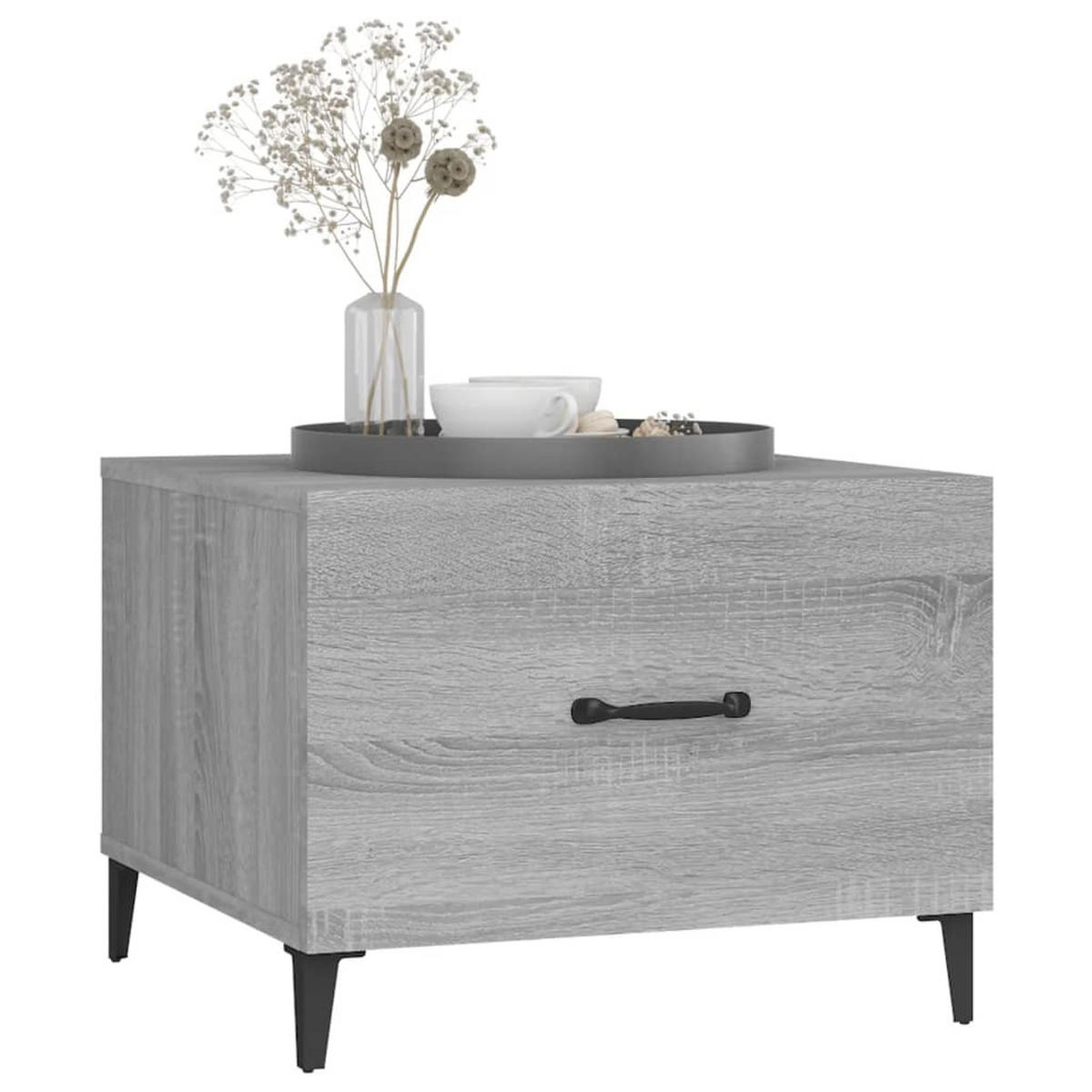 COUCHTISCHE mit Metallbeinen 2 Stk. Grau Sonoma 50x50x40 - Grau, Holzwerkstoff (50/50/40cm) - furnicato