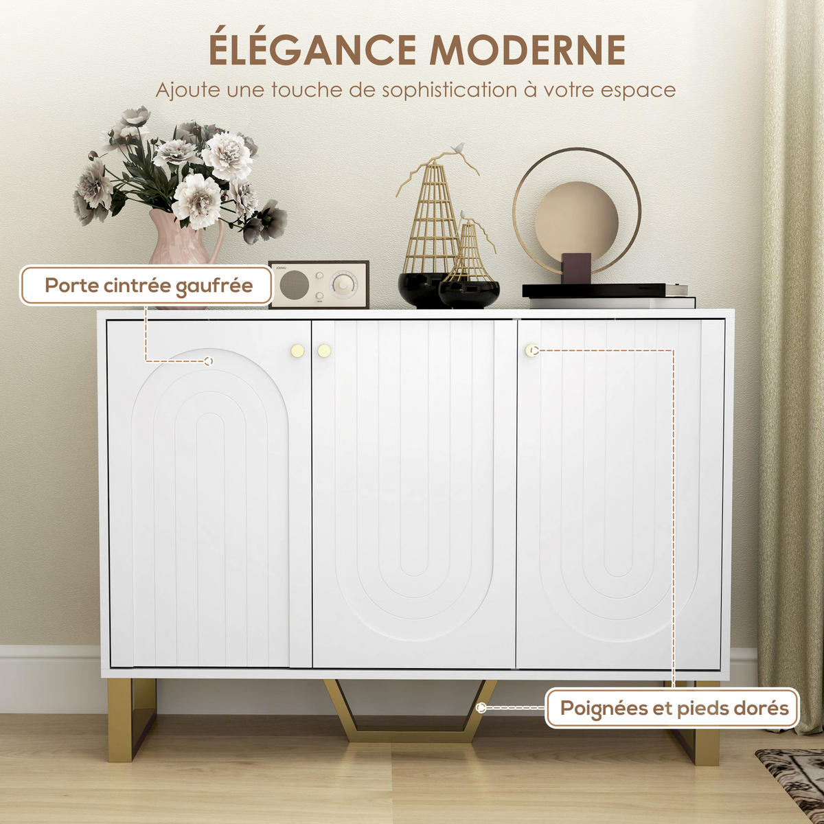 SIDEBOARD Weiß, 106,5/35/77,5 cm - Weiß, Holz (106.5/77.5/35cm) - PANGIVO