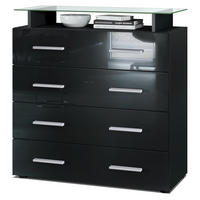 KOMMODE Pavos Schwarz Hochglanz - Schwarz Hochglanz, Holzwerkstoff (76/81/35cm) - Vladon