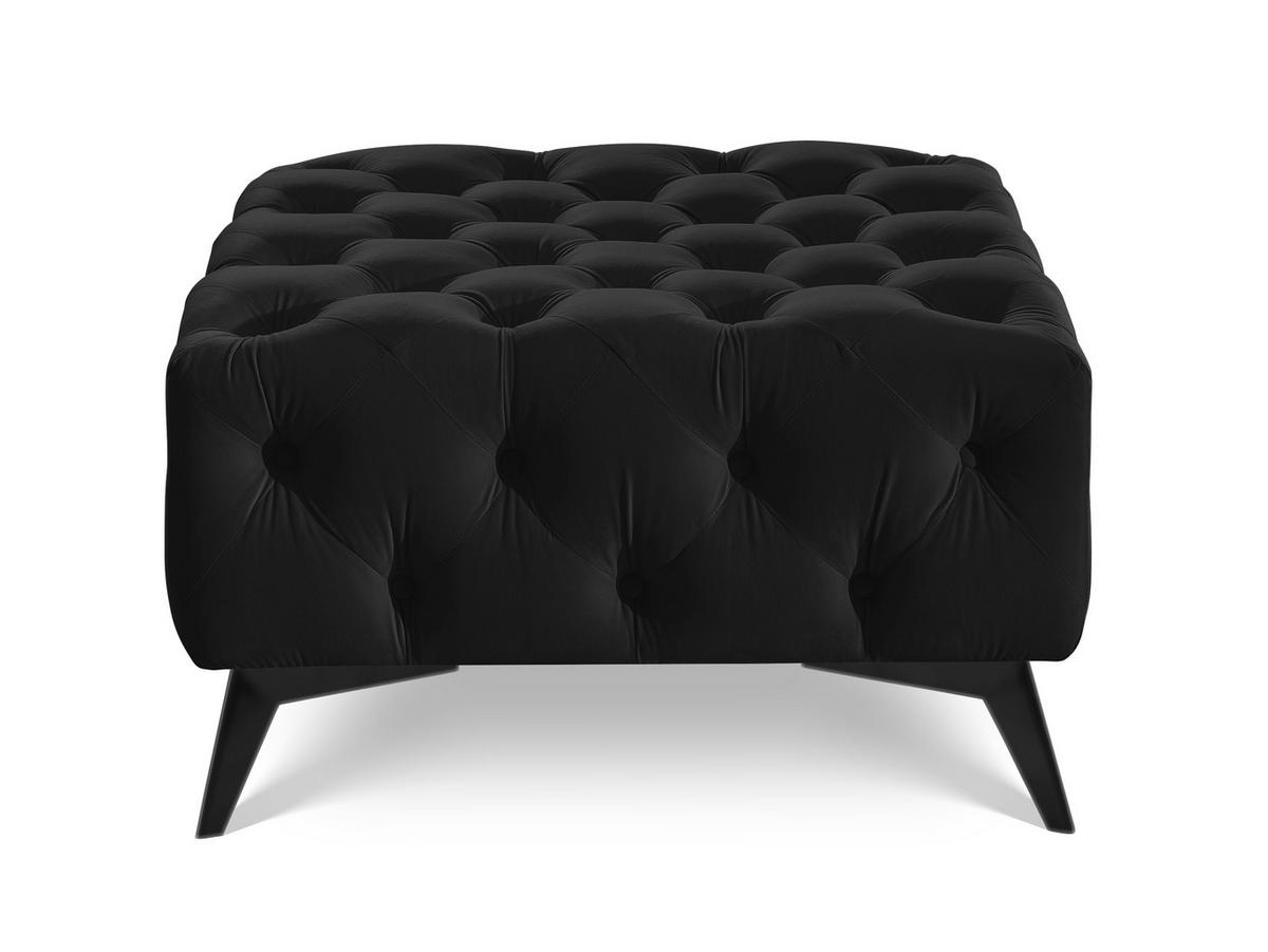 HOCKER Chesterfield Whitby Schwarz Samt mit schwarzen Füßen - Schwarz, Holz/Textil (80/45/80cm) - S-Style Möbel