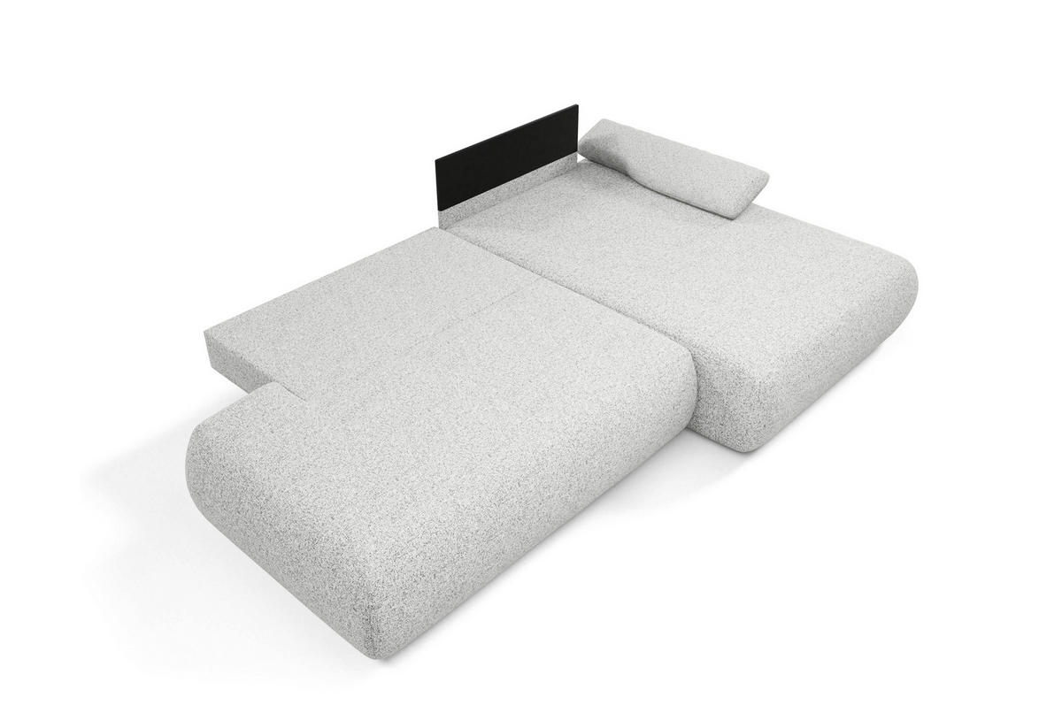 ECKSOFA DELTA R-S Hellgrau Geflochtener Stoff mit Schlaffunktion - Hellgrau, Holz (286/173.5cm) - MASSENO