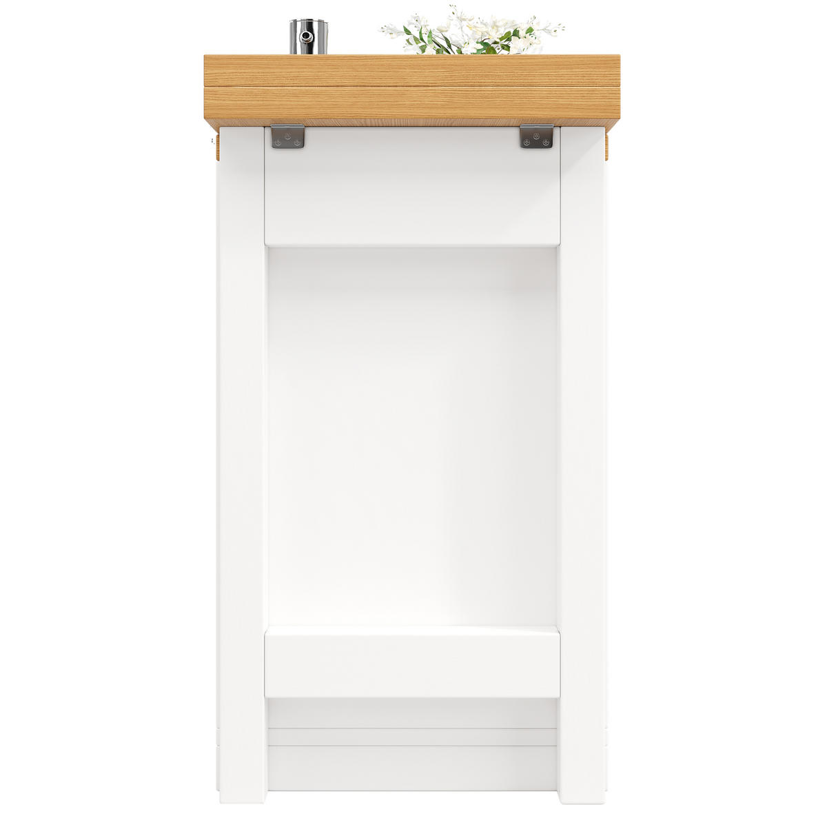 KÜCHENINSEL-ESSTISCH Weiß 120–197×40×72 cm mit 360° drehbarer Tischplatte und Barn-Schiebetüren aus Holzwerkstoff und Metall - Weiß, Holzwerkstoff (120/72/40cm) - Luhomfu