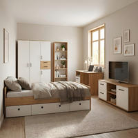 JUGENDZIMMER Mega-Set BenteAOW 5-tlg. - Eichefarben/Schwarz, Holzwerkstoff/Kunststoff (1/1/1cm) - arthur berndt