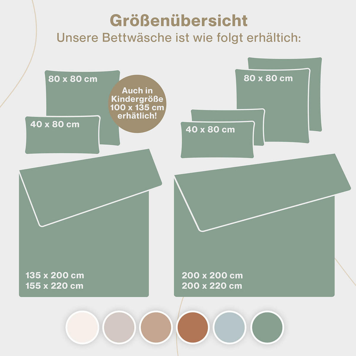 BETTWÄSCHE Musselin, 100% Baumwolle, 155/220 cm & 80/80 cm - Grün, Textil (155/220cm) - Blumtal